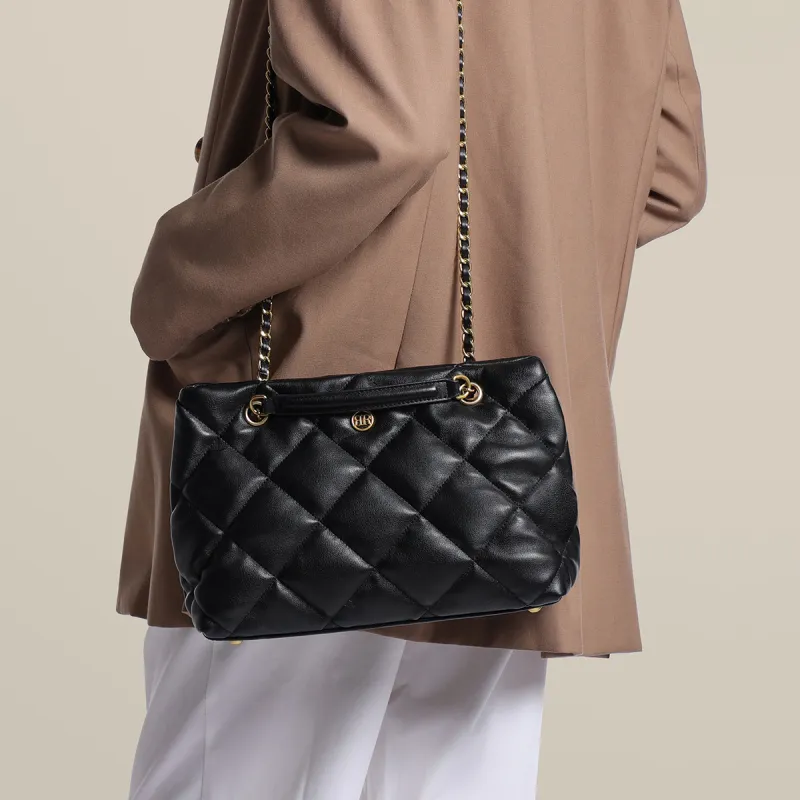 ROBERTA DI CAMERINO Synthetic Leather Chain Bag Shoulder Bag Large Bag Crossbody Bag Tote Regular Women's Black/White-3