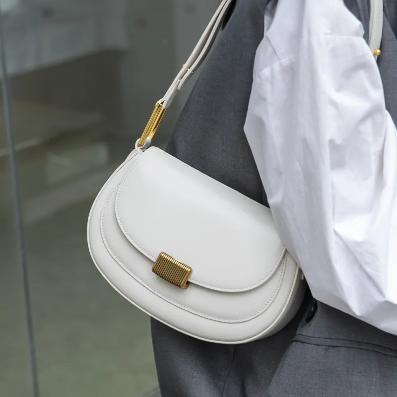 ROBERTA DI CAMERINO Cow Leather One Shoulder Bag, Crossbody Bag Medium Size Women's Ecru/Milk Tea-1