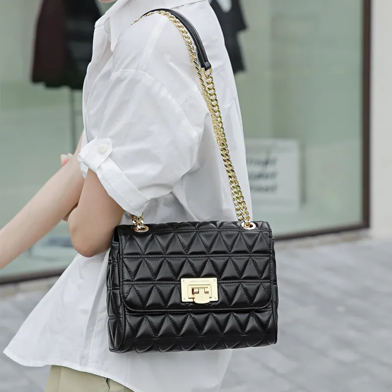 ROBERTA DI CAMERINO Cow Leather Shoulder Bag, Crossbody Bag, Small Square Bag Women's Black/White-6