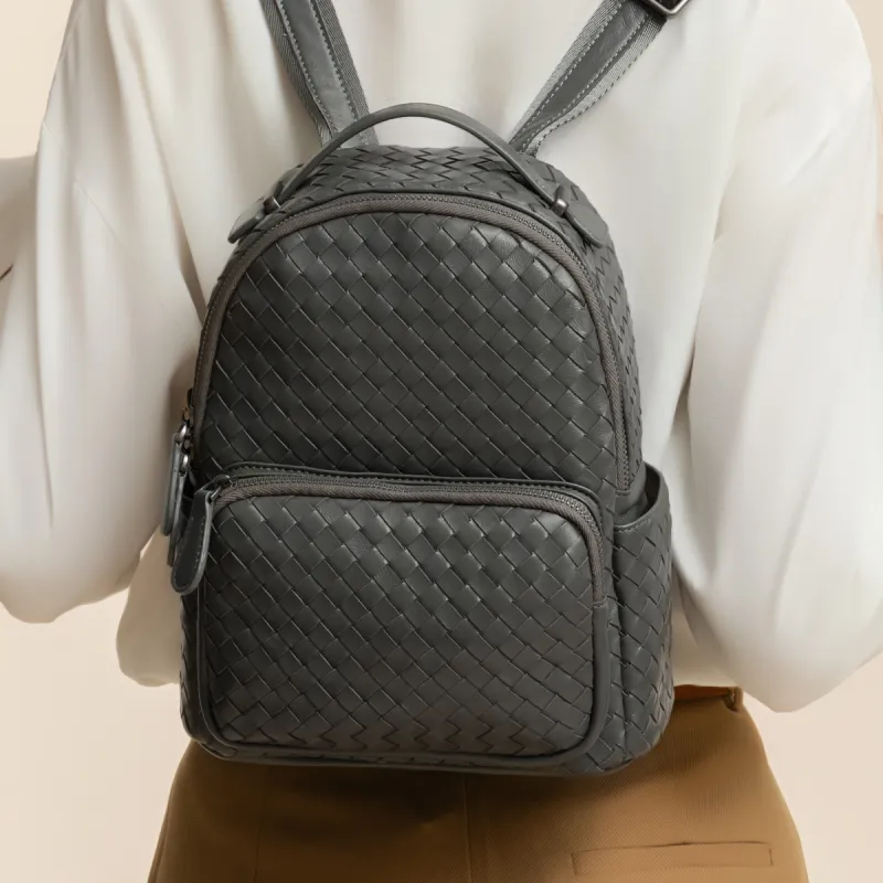 ROBERTA DI CAMERINO Sheepskin Women's Backpack Students Backpack Tubas Women's Steel Iron Gray-5