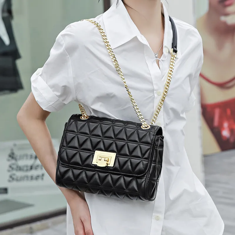 ROBERTA DI CAMERINO Cow Leather Shoulder Bag, Crossbody Bag, Small Square Bag Women's Black/White-2