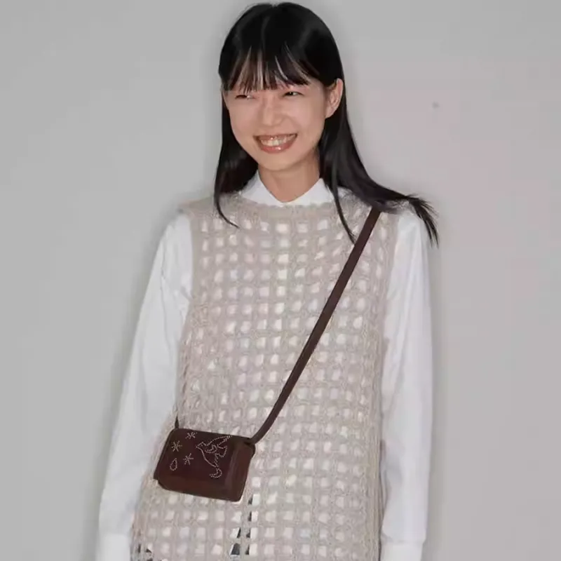 YAMAGUCHI MIOKO Cow Leather Shoulder Bag Mini Women's Chocolate-5
