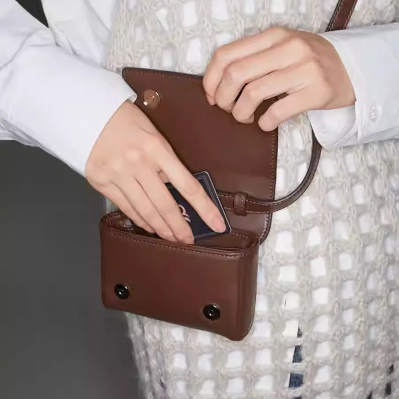 YAMAGUCHI MIOKO Cow Leather Shoulder Bag Mini Women's Chocolate-4