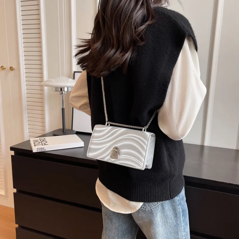 UNITE STAR PU Soft Leather Small Square Bag Crossbody Bag Shoulder Bag Women's Black/Ecru/Gray-11