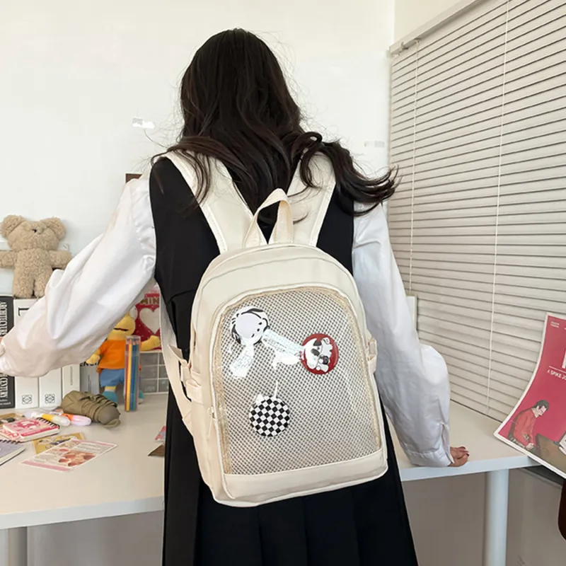 UNITE STAR Nylon Commute Versatile Transparent Badge Badge Sunflower Backpack Medium Size Women's-9