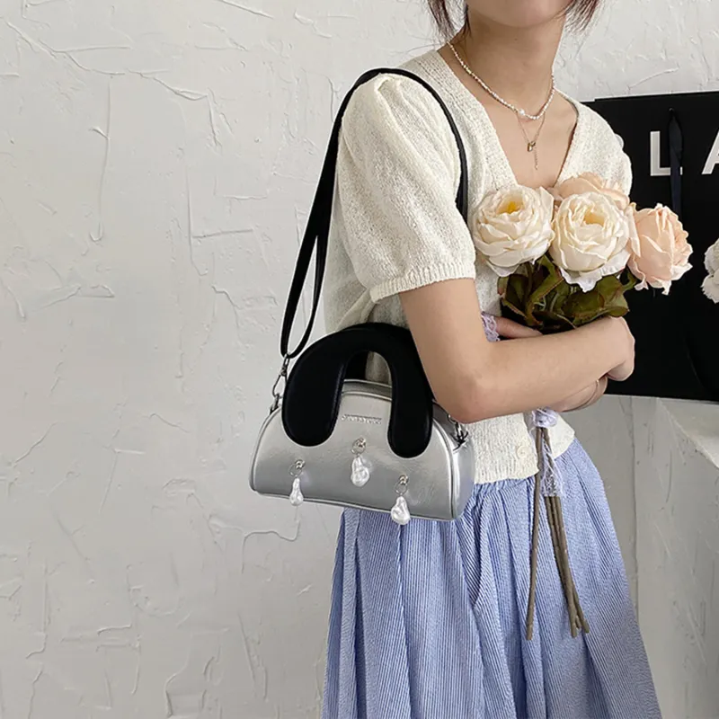 UNITE STAR PU Soft Leather Portable Crossbody Bag Shoulder Bag Regular Women's White/Black/Pink-5