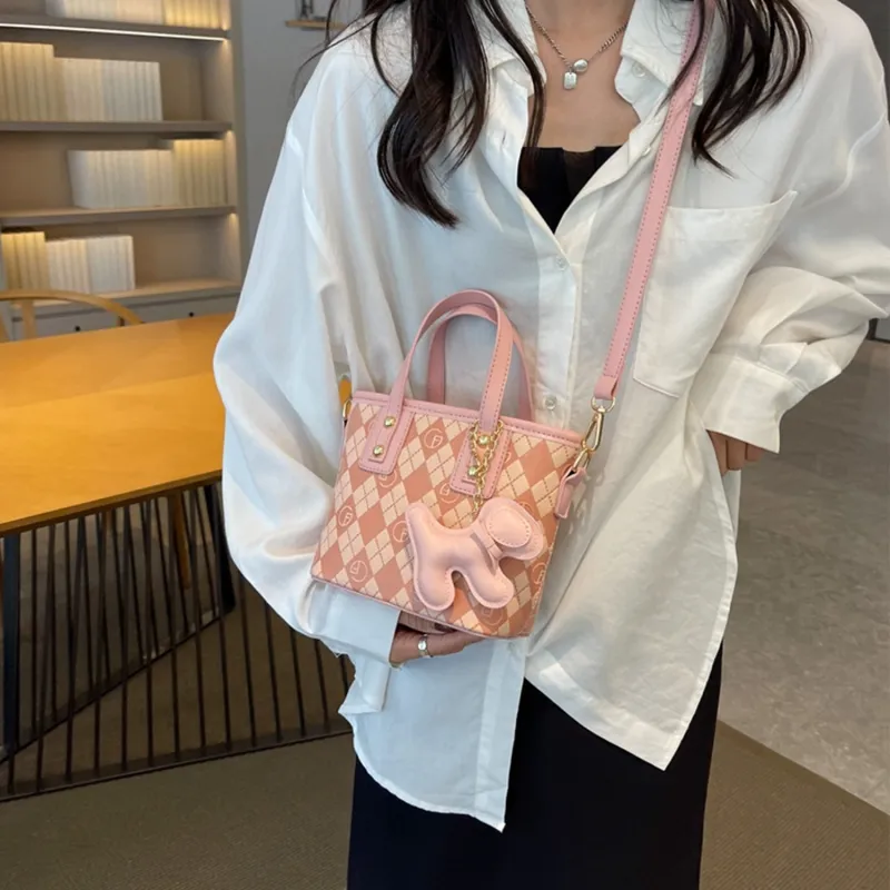 UNITE STAR PU Bucket Bag, Crossbody One Shoulder Handbag Women's Peacock Blue/Pink/Khaki-5