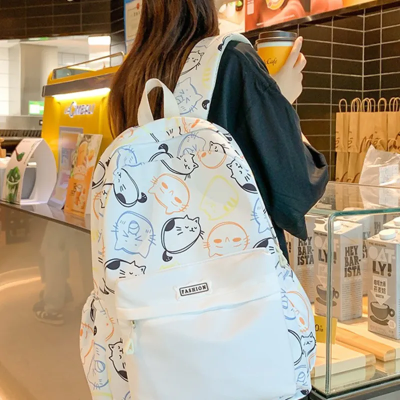 UNITE STAR Nylon Commute Large Capacity Travel Student Laptop Bag Backpack Women's Black White Orange/Black Orange-5