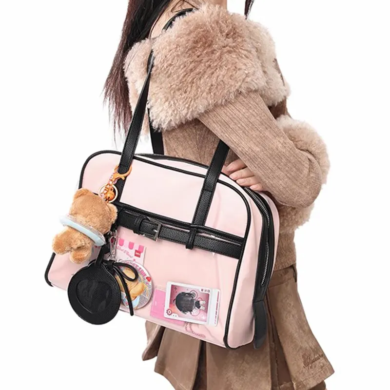 UNITE STAR PU Tote Bag Shoulder Bag Regular Women's Pink/Silver/Black-7