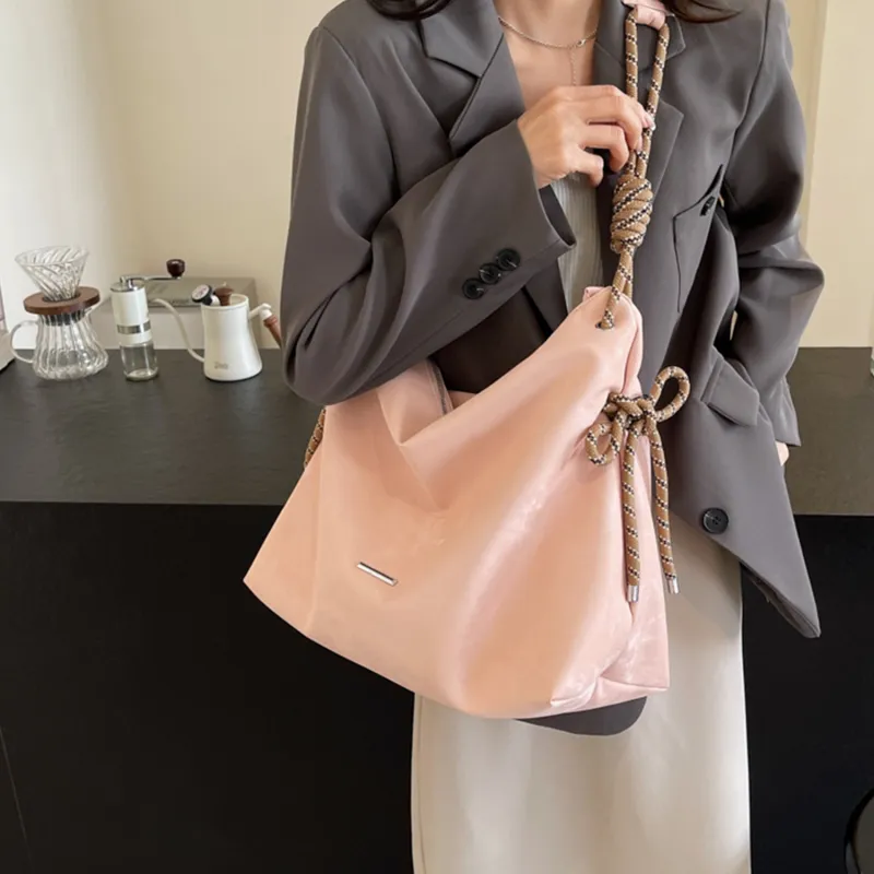 UNITE STAR Velour With PU Shoulder Bag Regular Women's Black/Pink/Silver/Ecru-5
