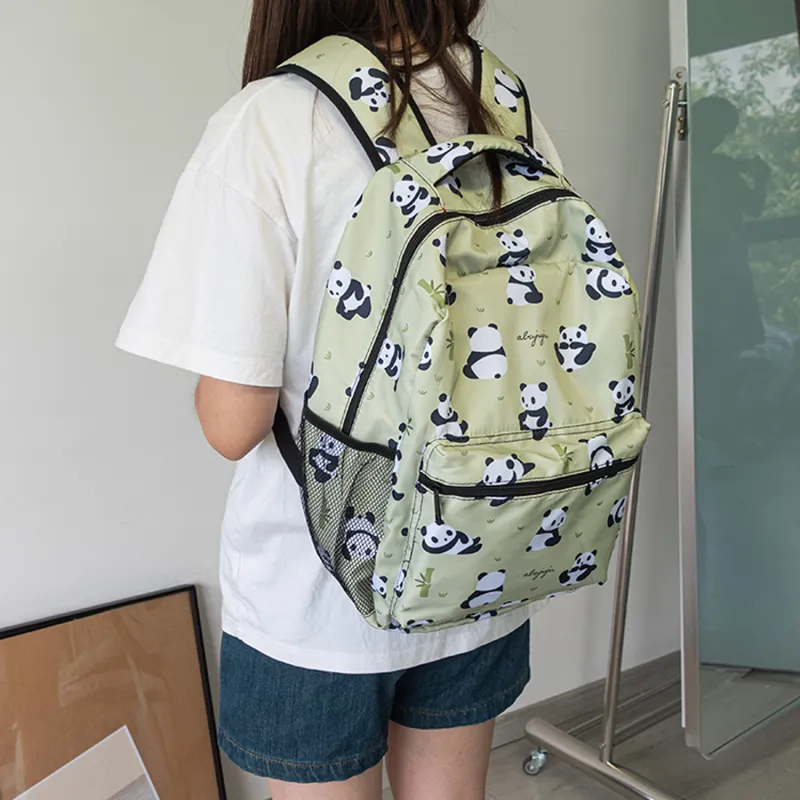 UNITE STAR Nylon Backpack Regular Women's Black/White/Green-10