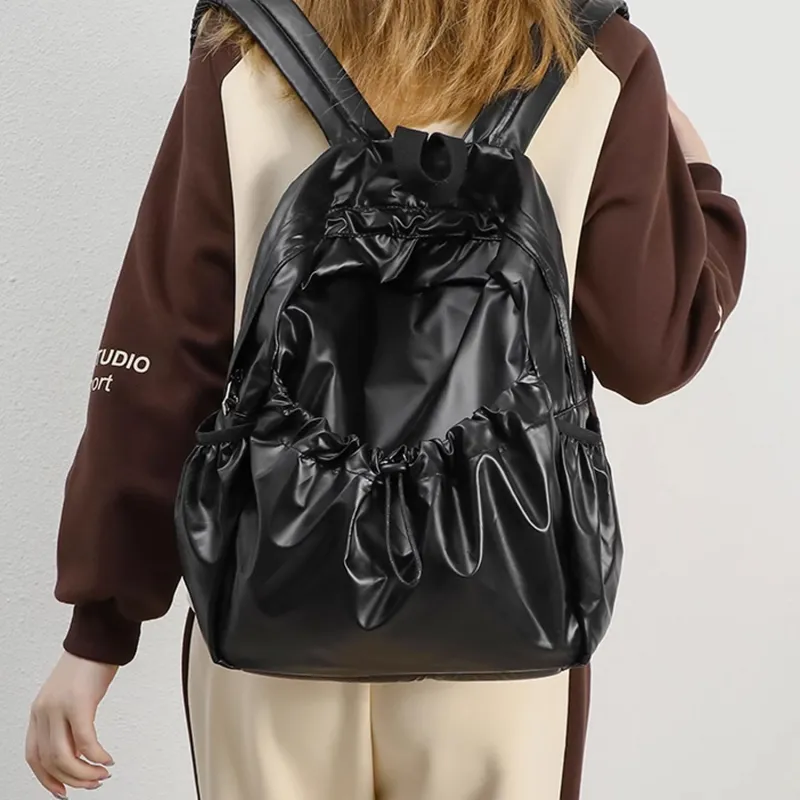 UNITE STAR Nylon Backpack Medium Size Women's Silver/Black-3