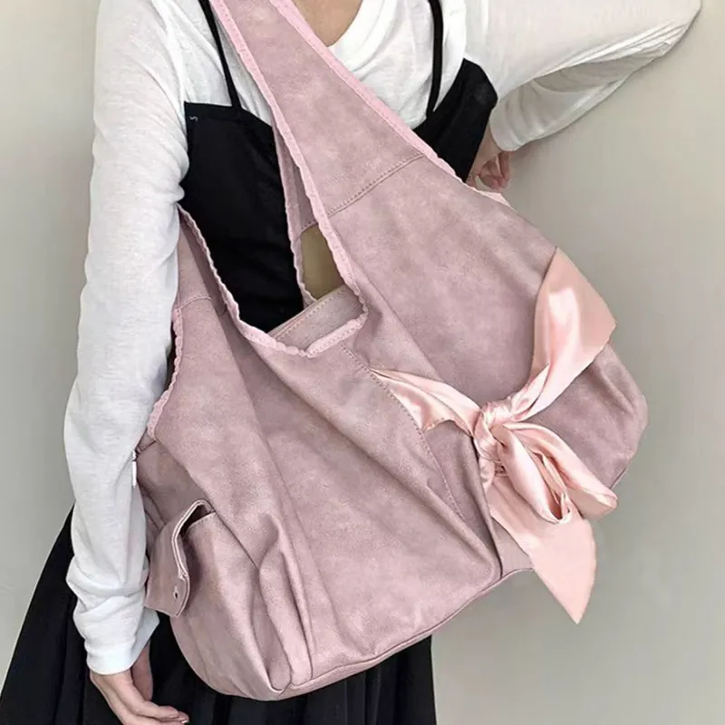 UNITE STAR PU Portable Tote Shoulder Bag Medium Size Women's Gray/Pink-9