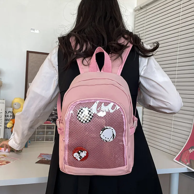 UNITE STAR Nylon Commute Versatile Transparent Badge Badge Sunflower Backpack Medium Size Women's-14