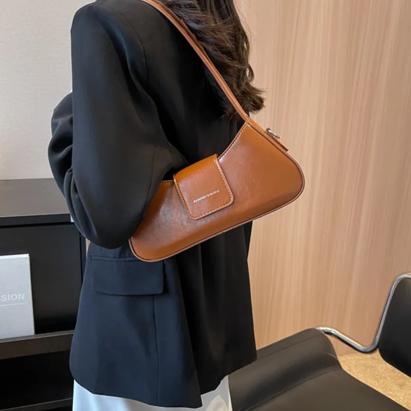 UNITE STAR PU Synthetic Leather Baguette Bag, Portable Crossbody Bag, Shoulder Bag Medium Size Women's Black-19