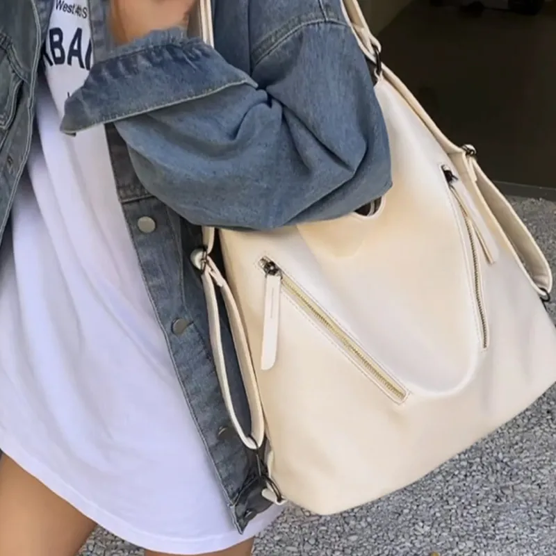 UNITE STAR PU Tote Shoulder Bag Backpack Regular Women's Black/Silver/Ecru-10