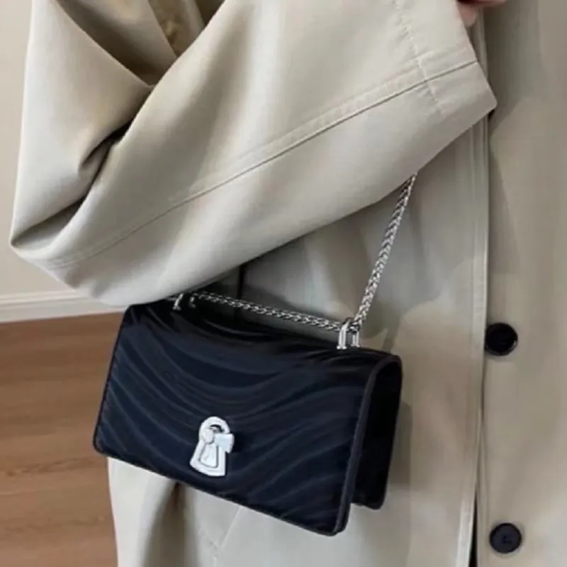 UNITE STAR PU Soft Leather Small Square Bag Crossbody Bag Shoulder Bag Women's Black/Ecru/Gray-3
