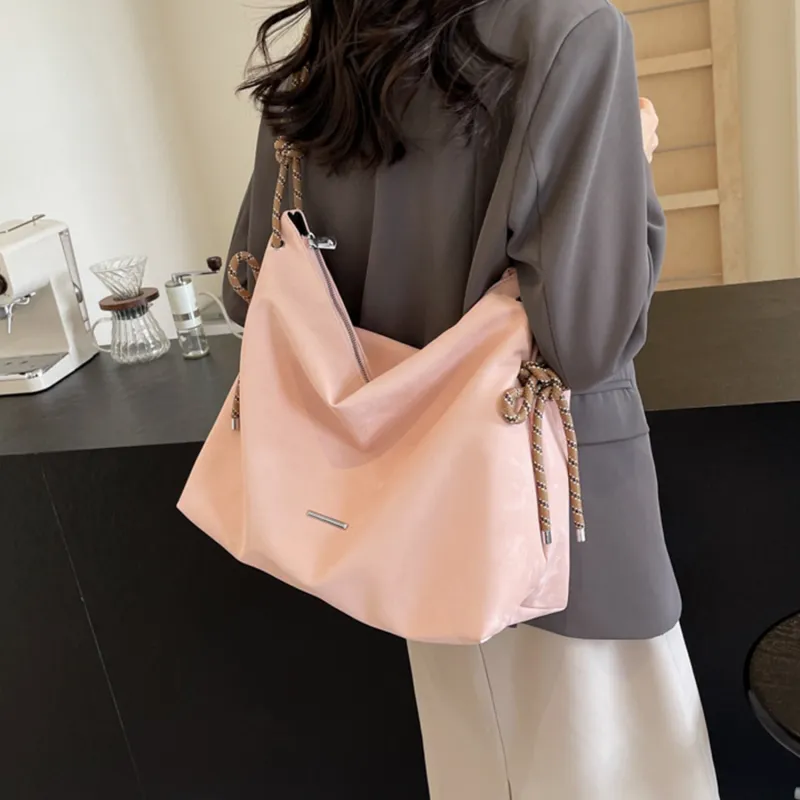 UNITE STAR Velour With PU Shoulder Bag Regular Women's Black/Pink/Silver/Ecru-4