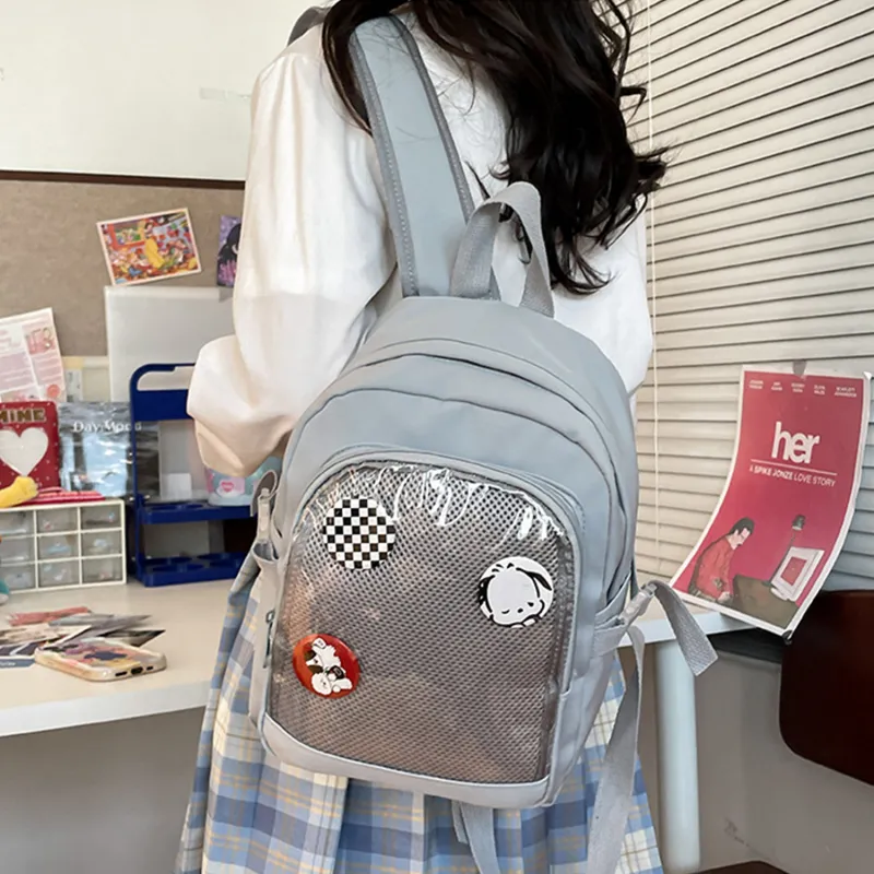 UNITE STAR Nylon Commute Versatile Transparent Badge Badge Sunflower Backpack Medium Size Women's-6