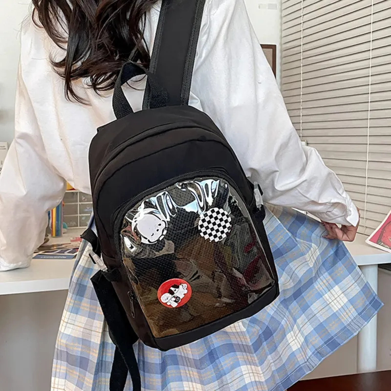 UNITE STAR Nylon Commute Versatile Transparent Badge Badge Sunflower Backpack Medium Size Women's-1