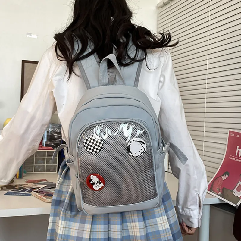 UNITE STAR Nylon Commute Versatile Transparent Badge Badge Sunflower Backpack Medium Size Women's-5