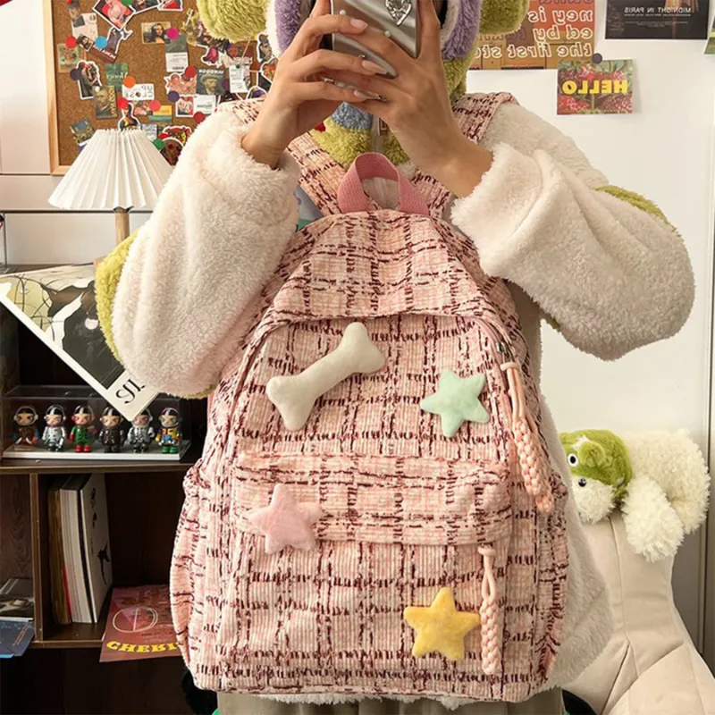 UNITE STAR Woolen Backpack Regular Women's Blue/Pink/Green-4