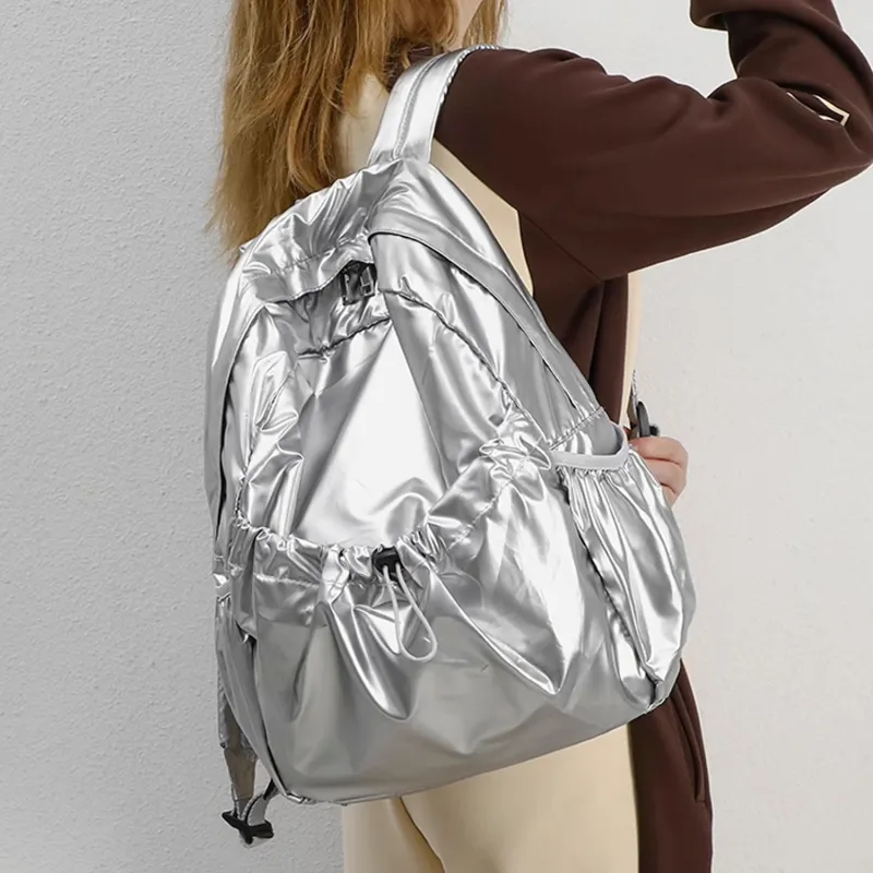 UNITE STAR Nylon Backpack Medium Size Women's Silver/Black-9