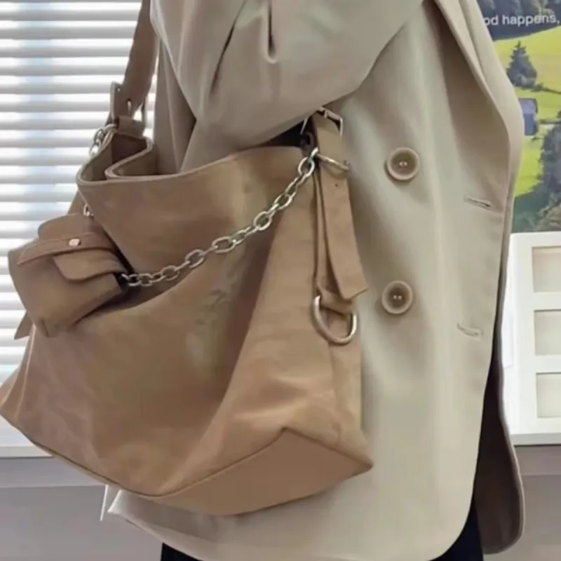 UNITE STAR PU Tote Combo Bag Shoulder Bag Women's Khaki/Pink/Black-9