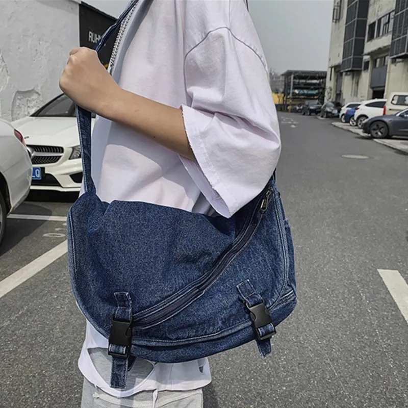 UNITE STAR Canvas Shoulder Bag, Crossbody Bag Women's Light Blue/Dark Blue-7
