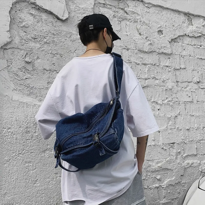 UNITE STAR Canvas Shoulder Bag, Crossbody Bag Women's Light Blue/Dark Blue-6