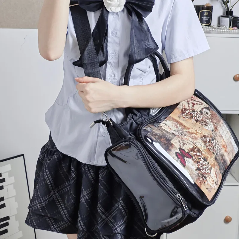 UNITE STAR Nylon Large Capacity Tote Shoulder Bag Handbag Medium Size Women's Black-5