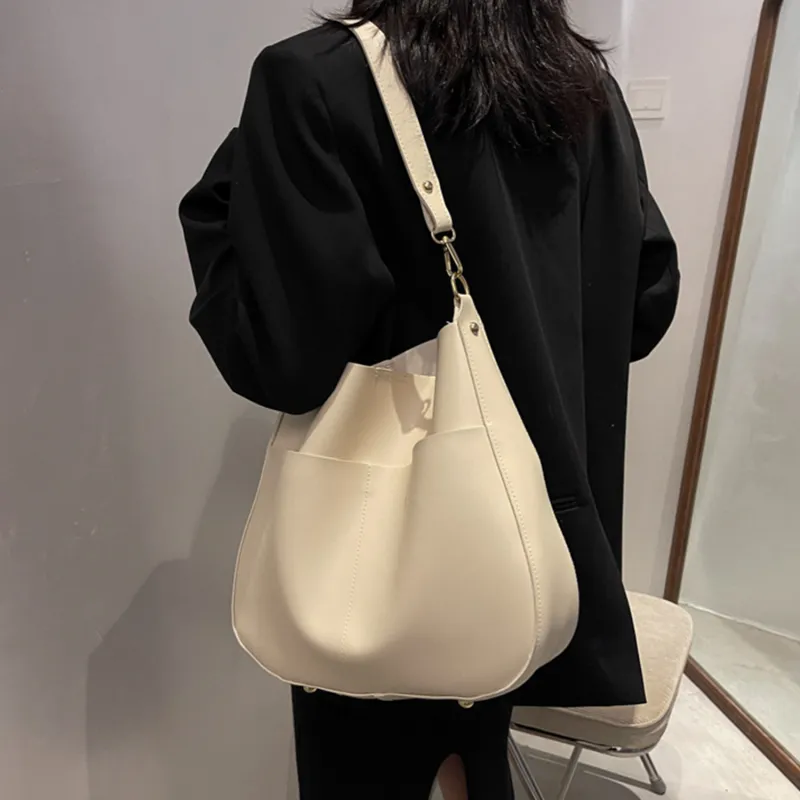 UNITE STAR PU Soft Leather Tote Portable Crossbody Armpit Shoulder Bag Medium Size Women's White/Black/Brown/Coffee-14