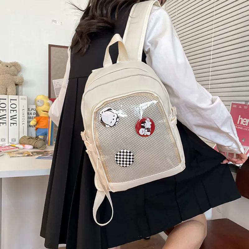 UNITE STAR Nylon Commute Versatile Transparent Badge Badge Sunflower Backpack Medium Size Women's-10