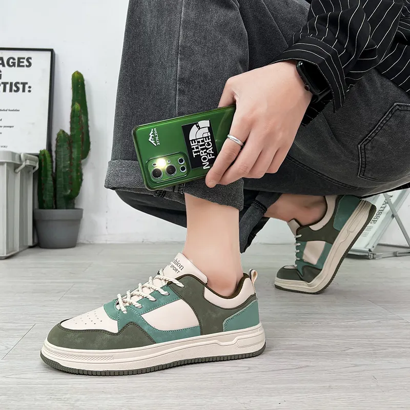 CAMOSI Skateboard Shoes Unisex Low Top Gray/Brown/Green-34
