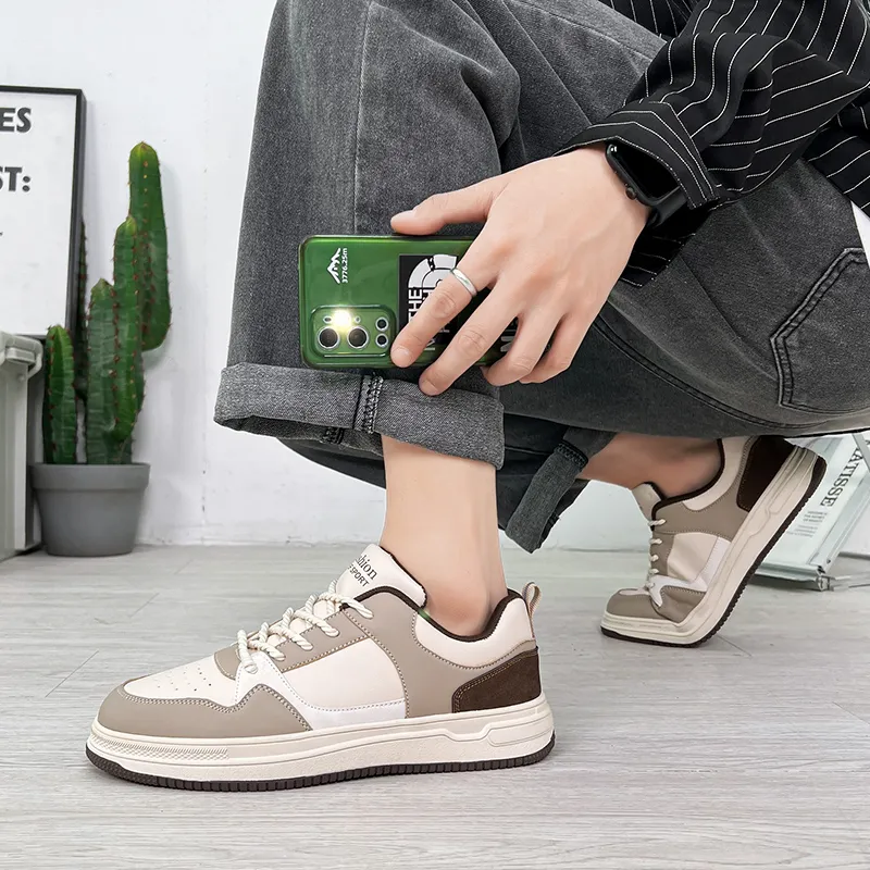 CAMOSI Skateboard Shoes Unisex Low Top Gray/Brown/Green-8