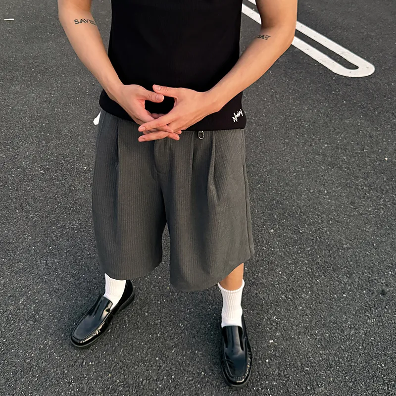 MOONWAV Trendy Brand Loose Fit Wide Leg Knee Length Pants Unisex-9