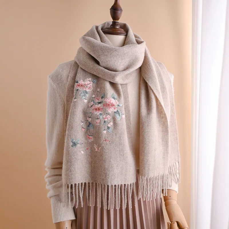 Hang Silk Road 100% Sheep Wool Knit Scarves Women's-1