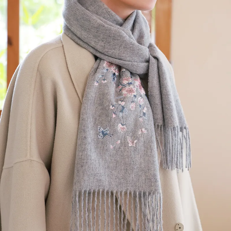 Hang Silk Road 100% Sheep Wool Knit Scarves Women's-5