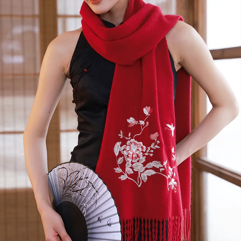 Hang Silk Road 100% Sheep Wool Knit Scarves Women's-5