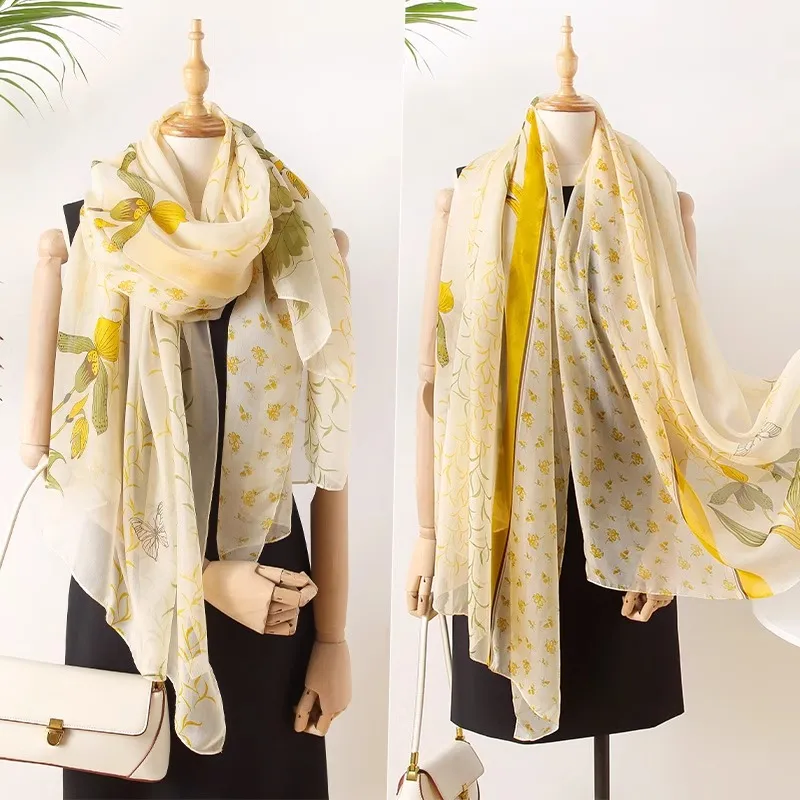 Hang Silk Road 100% Mulberry Silk Silk Scarves Women's-7