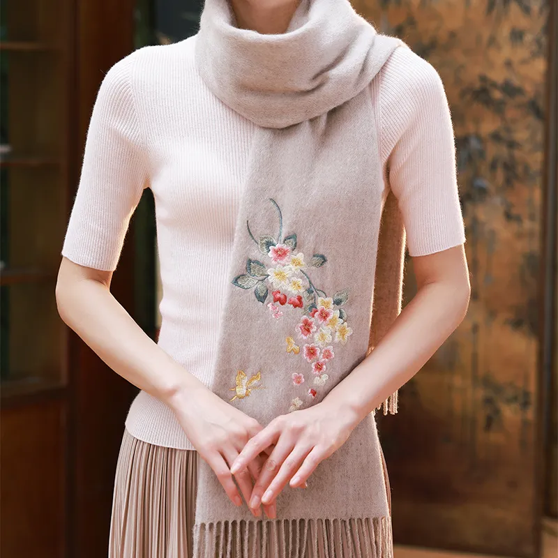 Hang Silk Road Sheep Wool Knit Scarves Women's-7