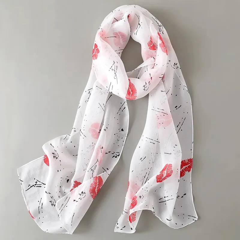 Hang Silk Road Mulberry Silk Silk Scarves Women's White-11