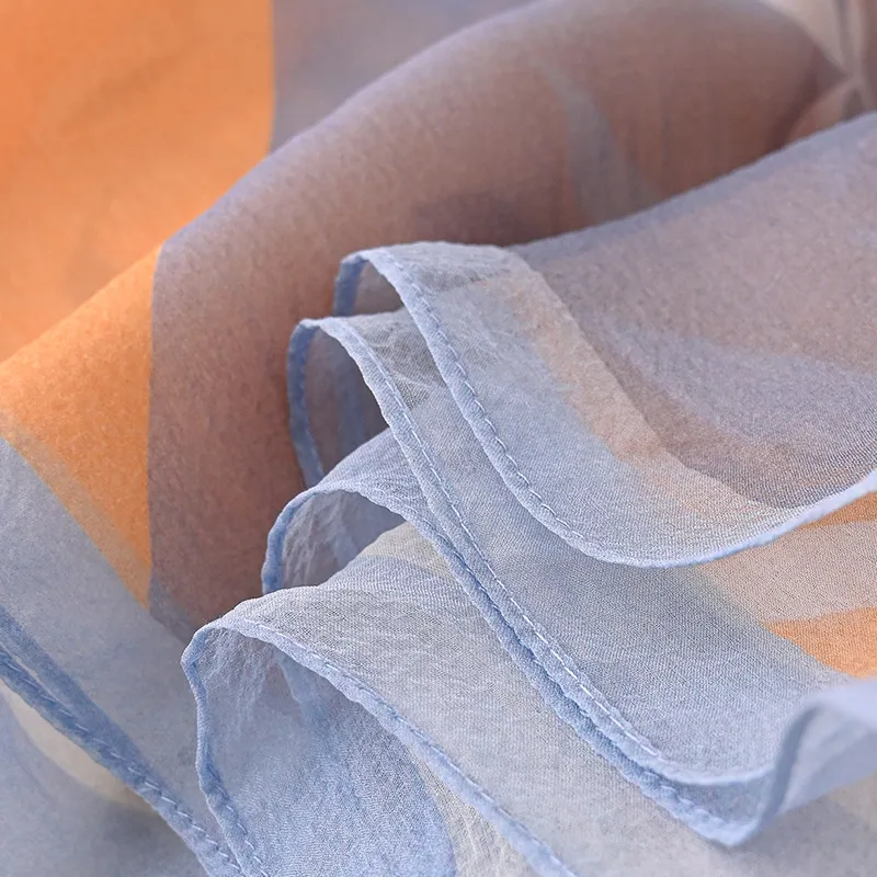 Hang Silk Road Mulberry Silk Silk Scarves Women's Orange-1