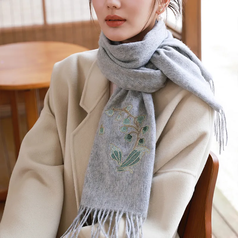 Hang Silk Road 100% Sheep Wool Knit Scarves Women's-8