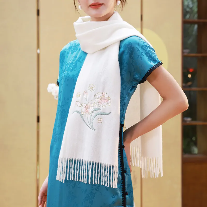 Hang Silk Road 100% Sheep Wool Knit Scarves Women's-2