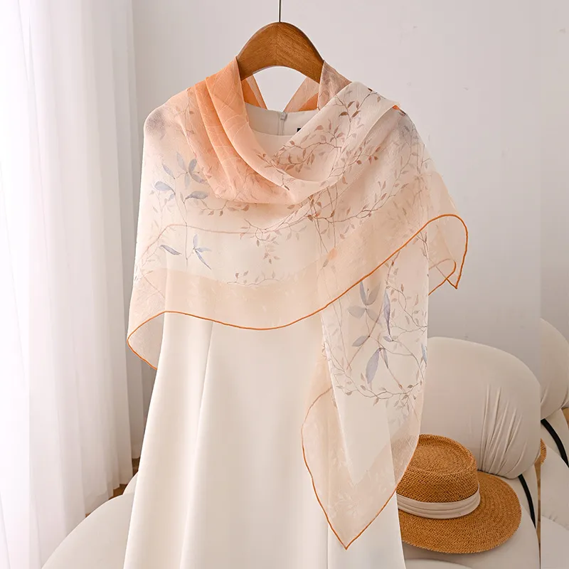 Hang Silk Road Mulberry Silk Silk Scarves Women's Blue-5