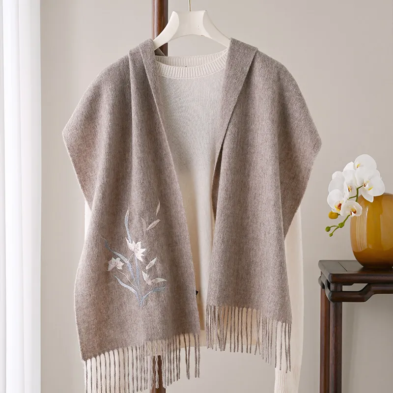Hang Silk Road 100% Sheep Wool Knit Scarves Women's-9