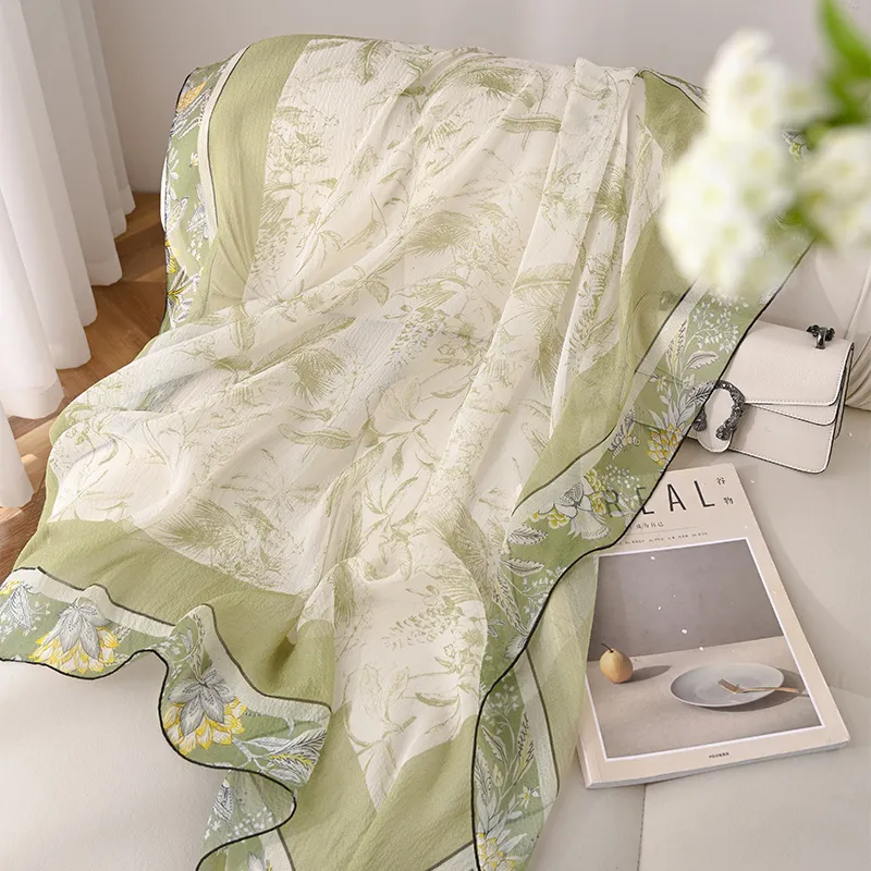 Hang Silk Road Mulberry Silk Silk Scarves Women's Yellow-4