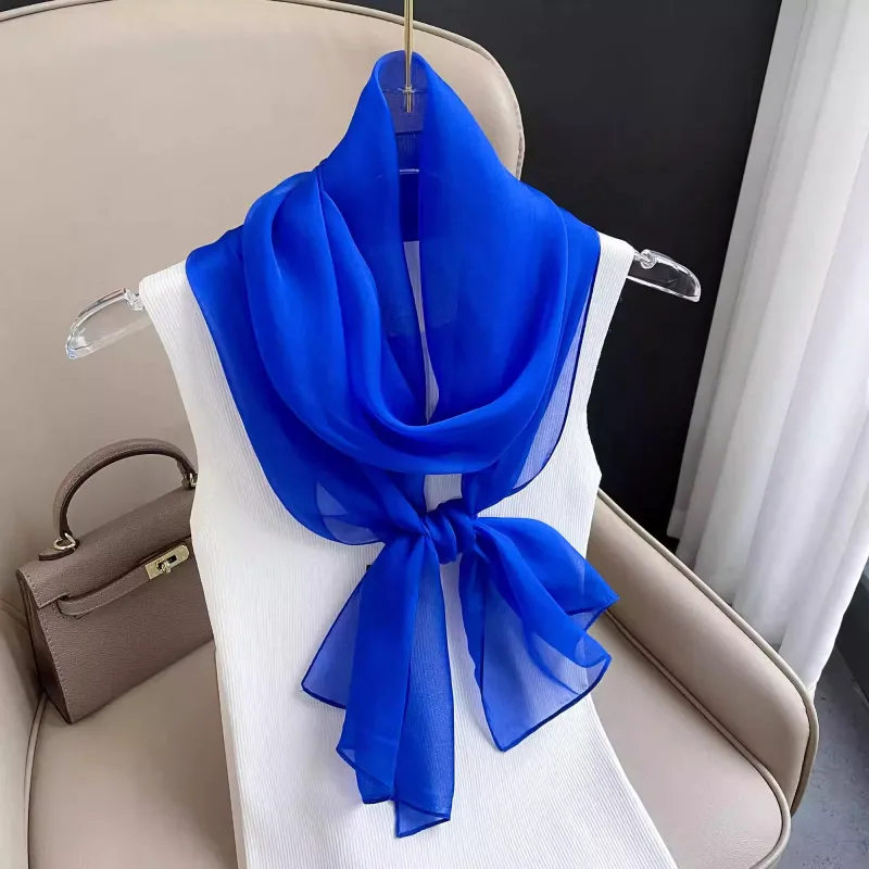 Hang Silk Road Mulberry Silk Silk Scarves Women's White-14