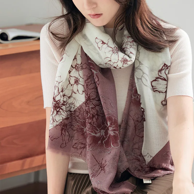 Hang Silk Road Sheep Wool Knit Scarves Women's-4
